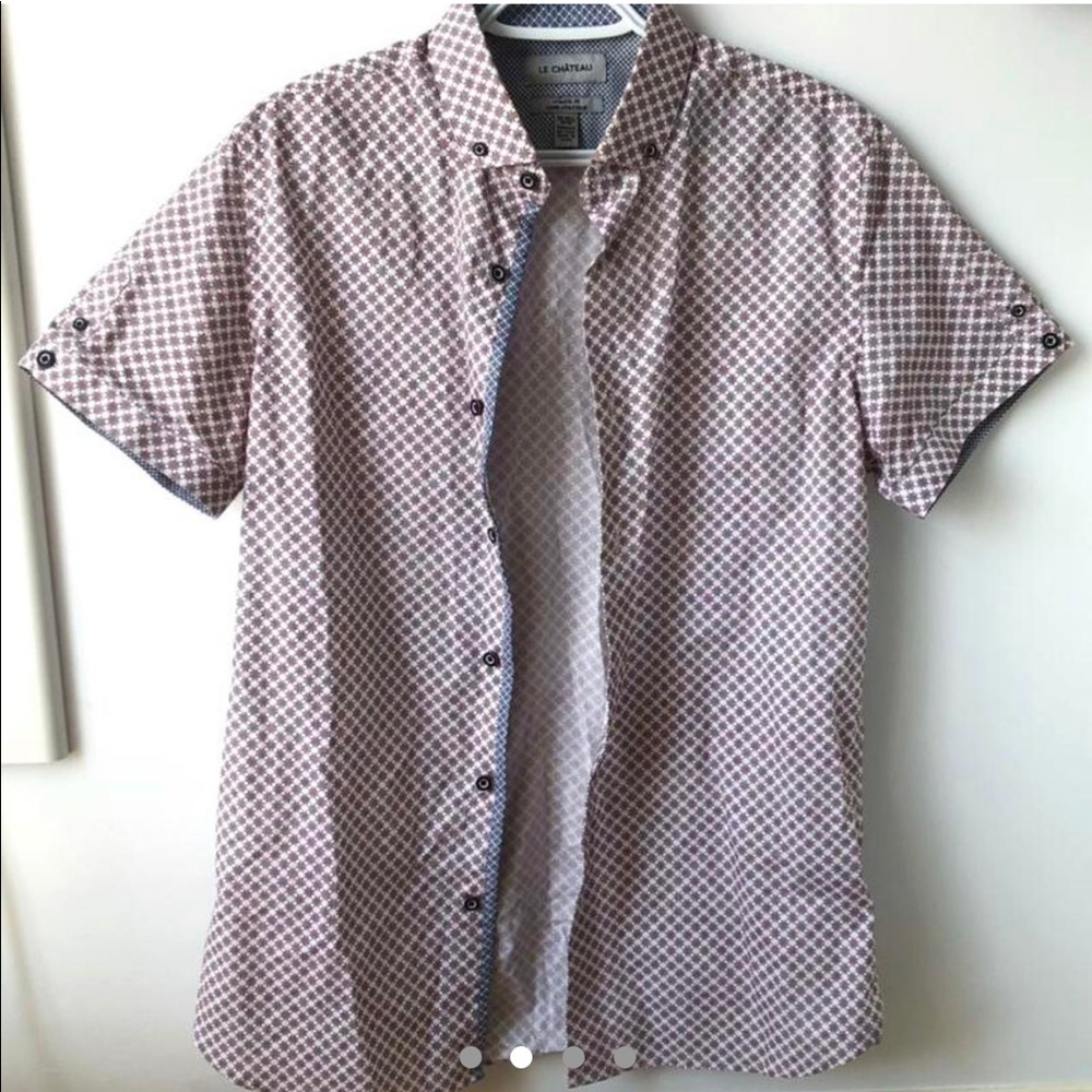 Patterned Button-Up Dress Shirt